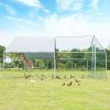 A Large Enclosure 13 x 13 Feet Walk-in Chicken Coop With Waterproof Cover For Outdoor Backyard Farm - gray - Galvanized steel