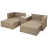 Backyard Pool Outdoor Furmiture 5-Piece Rattan Sectional Sofa Set - Gray - Rattan