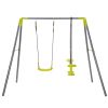 2 in 1 Metal Swing Set for Backyard, Heavy Duty A-Frame, Height Adjustment - 2 in 1