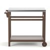 Outdoor Prep Cart Dining Table for Pizza Oven, Patio Grilling Backyard BBQ Grill Cart - Brown