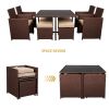 Backyard Garden PE Wicker For 8 People Dining Table Set - Khaki - Rattan