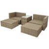 Backyard Pool Outdoor Furmiture 5-Piece Rattan Sectional Sofa Set - Beige - Rattan