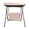 2-Seat Outdoor Patio Porch Swing Chair, Porch Lawn Swing With Removable Cushion And Convertible Canopy - Beige