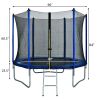 8FT Round Trampoline for Kids with Safety Enclosure Net, Outdoor Backyard Trampoline with Ladder RT - Blue