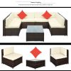 Backyard Patio Garden PE Rattan Sectional  Corner Sofa Furniture Set 7 Pieces - Beige - Rattan