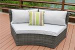 Direct Wicker Outdoor And Garden Patio Sofa Set 6PCS Reconfigurable Stylish And Modern Style With Seat Cushion and Coffee Table - Light Color