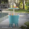 7.5 Gallon Modern Cool Bar Outdoor Patio Furniture With Wine Cooler  - Teal - Beverage Cooler Bar Table