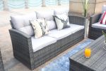 Direct Wicker Outdoor And Garden Patio Sofa Set 6PCS Reconfigurable Stylish And Modern Style With Seat Cushion - Light Brown