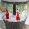 Patio Furniture Rattan Style Patio Beverage Cooler Bar Table - Brown - Beverage Cooler Bar Table