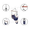 Oxford Cloth Hardwood With Cup Holder Wooden Stick Perforated 100kg Seaside Courtyard Oxford Cloth Hanging Chair Blue RT - blue