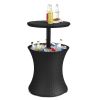 Patio Furniture Rattan Style Patio Beverage Cooler Bar Table - Gray - Beverage Cooler Bar Table