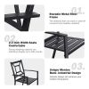 MEOOEM Patio Dining Set  Outdoor Furniture Square Bistro Metal Table Side Table and Metal Stackable Chairs, Black - Modern