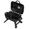 Portable Charcoal Grill BBQ and Smoker with Lid, Folding Tabletop Grill, for Camping Patio Backyard Outdoor Cooking, Black  YJ - picture