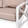 Outdoor Metal Loveseat with Cushions, All-Weather Outdoor Black Metal 2 Seats Sofa Couch with Cushions - White