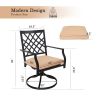 MEOOEM Patio Dining Set  Bistro Set Outdoor Furniture Square Bistro Metal Table Side Table and Swivel Dining Chairs with Cushion - American