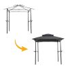 Outdoor Grill Gazebo 8 x 5 Ft, Shelter Tent, Double Tier Soft Top Canopy and Steel Frame with hook and Bar Counters, Grey-dk - grey