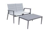 Modern Muse Aluminum Modern Coffee table and chair 5 pcs Set - Charcoal