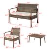 Outdoor leisure rattan furniture rattan chair small tea table four piece solid XH - Gray