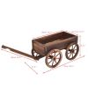 Wood Wagon Planter Pot Stand with Wheels - Fir wood