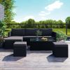 Large Outdoor Wicker Sofa Set, PE Rattan, Movable Cushion, Sectional Lounger Sofa, For Backyard, Porch, Pool, Beige - Gray