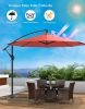 12 FT Outdoor Patio Umbrella Pool Beach Umbrella for Garden Backyard, Champagne - wine red