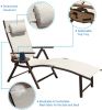 Aluminum Outdoor Folding Reclining Adjustable Patio Chaise Lounge Chair with Pillow for Poolside Backyard and Beach Set of 2 - Beige