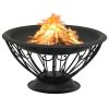 Fire Pit with Poker 29.5" XXL Steel - Black