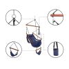 Hardwood With Cup Holder Wooden Stick Perforated 100kg Seaside Courtyard Hanging Chair - Blue - 100 Kg