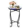 Modern Stylish Design Outdoor Indoor Steel Accent Plant Stand Cobalt Table - Navy - 14 Inch