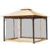 2-Tier 10 x 10 Feet Patio Shelter Awning Steel Gazebo Canopy - as show