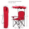 Portable Folding Beach Canopy Chair with Cup Holders - Red