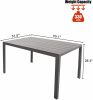 6 Person Outdoor Dining Table, Patio Rectangle Aluminum Table, Gray - KM0612