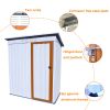 5 X 3 Ft Outdoor Storage Shed, Galvanized Metal Garden Shed With Lockable Doors, Tool Storage Shed For Patio Lawn Backyard Trash Cans - White