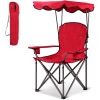 Portable Folding Beach Canopy Chair with Cup Holders - Red