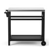 Outdoor Prep Cart Dining Table for Pizza Oven, Patio Grilling Backyard BBQ Grill Cart - Black