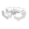 9 Piece Rattan Sectional Seating Group with Cushions and Ottoman, Patio Furniture Sets, Outdoor Wicker Sectional - Grey