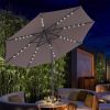 9Ft Patio Umbrella Outdoor Solar Powered LED Lighted Umbrella With Tilt And Crank For Garden,Deck,Backyard,Pool - Brown