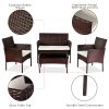 Outdoor Living Room Balcony Rattan Furniture Four-Piece-Brown-dk - Brown