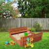 Wooden Sandbox Kids Outdoor Backyard Bench Play Sand Box  YJ - picture