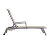 Patio Pool Backyard Porch Aluminum Lounge Chair With Armrests And Wheels - beige - Lounge Chair