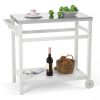 Outdoor Prep Cart Dining Table for Pizza Oven, Patio Grilling Backyard BBQ Grill Cart - White