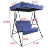 2-Seat Outdoor Patio Porch Swing Chair, Porch Lawn Swing With Removable Cushion And Convertible Canopy - Blue