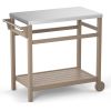 Outdoor Prep Cart Dining Table for Pizza Oven, Patio Grilling Backyard BBQ Grill Cart - Natural