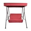 2-Seat Outdoor Patio Porch Swing Chair, Porch Lawn Swing With Removable Cushion And Convertible Canopy - Red