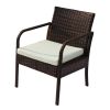 Outdoor rattan furniture set of 4 pieces, love sofa, single seat, coffee table RT - Brown