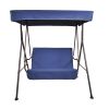 2-Seat Outdoor Patio Porch Swing Chair, Porch Lawn Swing With Removable Cushion And Convertible Canopy - Blue