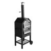 Backyard Outdoor Party Dinner Mobile Stainless Steel Pizza Oven - Black - Stainless Steel