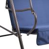 2-Seat Outdoor Patio Porch Swing Chair, Porch Lawn Swing With Removable Cushion And Convertible Canopy - Blue