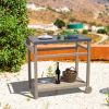 Outdoor Prep Cart Dining Table for Pizza Oven, Patio Grilling Backyard BBQ Grill Cart - Natural