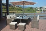 Direct Wicker 11-Piece Outdoor PE Rattan Wicker Patio Dining Table Set Garden Outdoor Patio Furniture Set - Brown